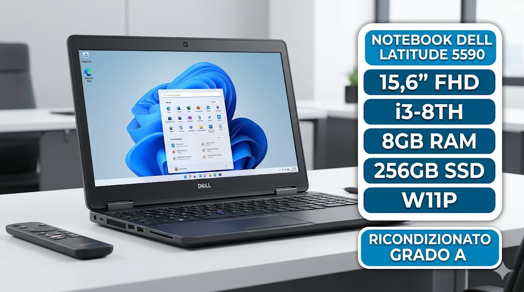 NOTEBOOK DELL LATITUDE 5590 15,6" FHD I3-8TH/8GB/256GB/SSD/W11P/ RICONDIZIONATO GRADO A
