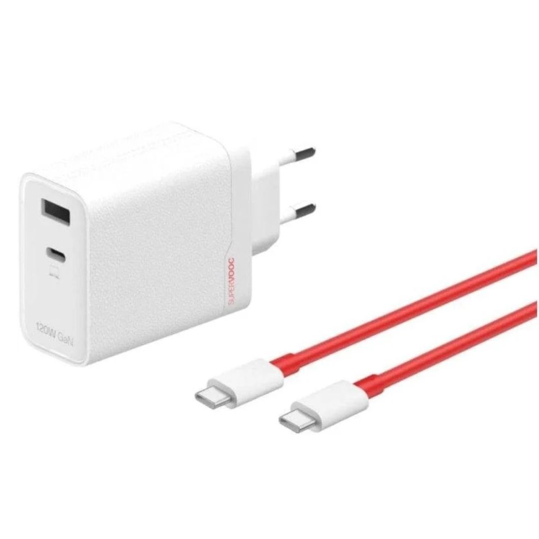 CARICABATTERIA DA RETE ONEPLUS 120W 5461100631 DUAL USB-C/ USB-A + CAVO TYPE-C/TYPE-C WHITE